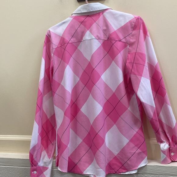 Foxcroft women’s size 10 pink and white plaid button-down shirt - Picture 5 of 5